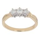 18ct Yellow Gold 0.50ct Brilliant Cut Diamond Trilogy Ring