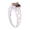 9ct White Gold Solitaire Smokey Quartz Stone Ring