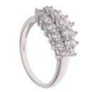 Silver Three Row Cubic Zirconia Cluster Ring