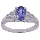 18ct White Gold 0.07ct Diamond and Tanzanite Ring