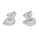 Silver Cubic Zirconia Pear Cluster Earrings by Icesia