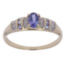 9ct Yellow Gold 0.05ct Diamond and Tanzanite Ring