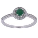 9ct White Gold 0.30ct Brilliant Cut Diamond and Emerald Cluster Ring