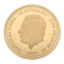 2025 Charles III Anniversary Hattons Tristan Da Cunha 1/8 Sovereign Coin Boxed