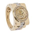 14ct Yellow and White Gold Cubic Zirconia Lion Ring