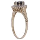 9ct Yellow Gold 0.05ct Diamond and Sapphire Cluster Ring