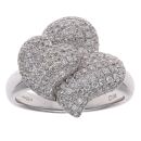 18ct White Gold 0.97ct Brilliant Cut Diamond Double Heart Ring