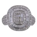 9ct White Gold 1.75ct Brilliant and Baguette Cut Diamond Cluster Ring