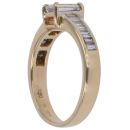 18ct Yellow Gold 0.90ct Emerald and Baguette Cut Diamond Solitaire Ring