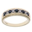9ct Yellow Gold 0.04ct Brilliant Cut Diamond and Sapphire Fancy Ring