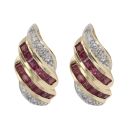 14ct Yellow Gold 0.10ct Diamond and Ruby Earrings