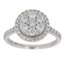 18ct White Gold 1.00ct Brilliant Cut Diamond Cluster Ring