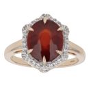 9ct Yellow Gold Garnet and Cubic Zirconia Hexagonal Cluster Ring