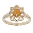 9ct Yellow Gold Orange Opal Floral Single Stone Ring