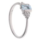 9ct White Gold 0.05ct Diamond and Aquamarine Ring