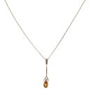 9ct Yellow Gold Citrine Drop Pendant and Chain 18"