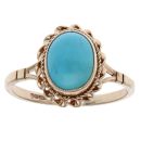 9ct Yellow Gold Turquoise Cabochon Single Stone Ring