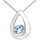 9ct White Gold Blue Topaz Teardrop Pendant Necklace