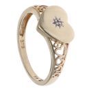 9ct Yellow Gold 0.01ct Diamond Heart Signet Ring
