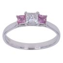 18ct White Gold 0.40ct Princess Cut Diamond And Pink Sapphire Ring