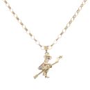 9ct Yellow Gold Multi Gemstone Witch Pendant and Chain 20"