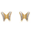 22ct Yellow and White Gold Butterfly Stud Earrings