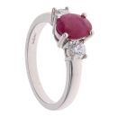 18ct White Gold 0.44ct Brilliant Cut Diamond and Ruby Three Stone Ring