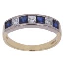18ct Yellow Gold 0.50ct French Cut Diamond and Sapphire Ring