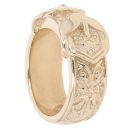 9ct Yellow Gold Double Patterned Buckle Ring