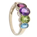 9ct Yellow Gold Multi Gemstone Five Stone Ring