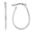 Silver Diamond Cut Oval Hoop Earrings By Icesia