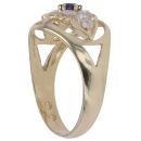 14ct Yellow Gold Cubic Zirconia and Sapphire Cluster Ring