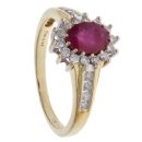 18ct Yellow Gold 0.33ct Brilliant Cut Diamond and Ruby Cluster Ring