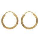 22ct Yellow Gold Dot Square Profile Hoop Earrings