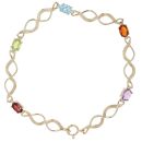 9ct Yellow Gold Multi Gemstone Bracelet 7"