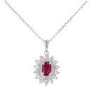 9ct White Gold 0.55cts Diamond And Ruby Pendant And 18" Chain