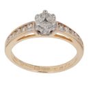 18ct Yellow Gold 0.40ct Marquise and Brilliant Cut Diamond Cluster Ring