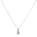 9ct White Gold 0.45ct Brilliant and Princess Cut Diamond Cluster Pendant and Chain 18"