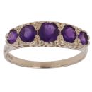9ct Yellow Gold Amethyst Five Stone Ring