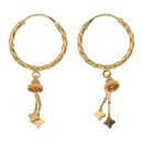 22ct Yellow Gold Tassel Dropper Hoop Earrings