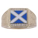 9ct Yellow Gold Cubic Zirconia St Andrews Cross Signet Ring