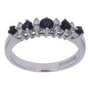 9ct White Gold 0.10ct Diamond and Sapphire Ring