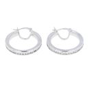 Silver Cubic Zirconia Channel Set 25mm Hoop Earrings by Icesia