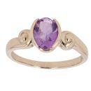 9ct Yellow Gold Created Amethyst Single Stone Ring