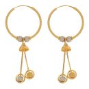 22ct Yellow and White Gold Bauble Dropper Hoop Earrings