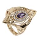 14ct Yellow Gold Cubic Zirconia Purple Gemstone Ring