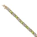 9ct Yellow Gold 0.05ct Diamond and Peridot Bracelet 7.5"
