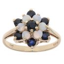 9ct Yellow Gold Sapphire and Opal Cluster Ring