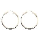 14ct Yellow and White Gold Two Band Hoop Earrings