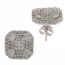 9ct White Gold 1.00ct Brilliant and Baguette Cut Diamond Cluster Stud Earrings